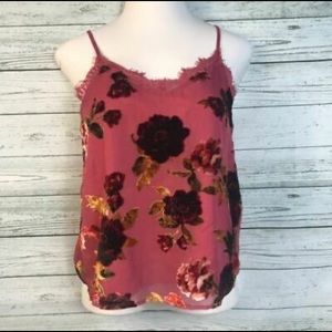 A.n.a|Velvet Floral cami top|red